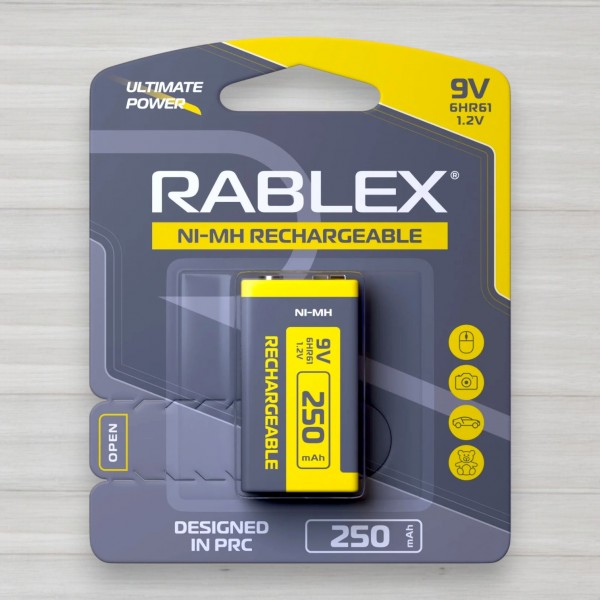 Акумулятор Rablex крона 6HR61 Ni-MH, 250mAh, 9V